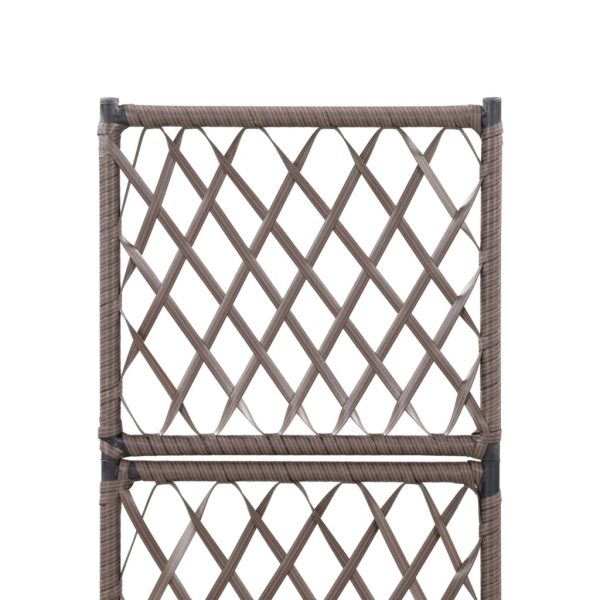 Trellis Raised Bed with Pot Poly Rattan – 30x30x107 cm, Brown