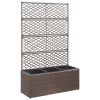 Trellis Raised Bed with Pot Poly Rattan – 83x30x130 cm, Brown