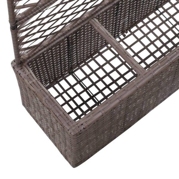Trellis Raised Bed with Pot Poly Rattan – 83x30x130 cm, Brown