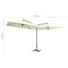 Double Parasol with Steel Pole 250×250 cm – Sand White