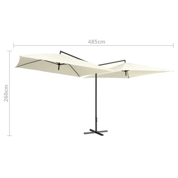 Double Parasol with Steel Pole 250×250 cm – Sand White