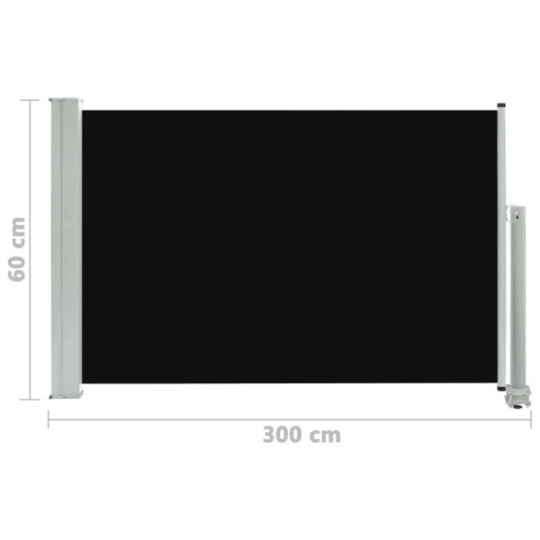 Patio Retractable Side Awning – 60×300 cm, Black