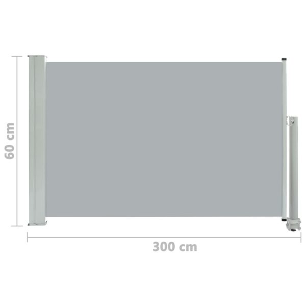 Patio Retractable Side Awning – 60×300 cm, Grey