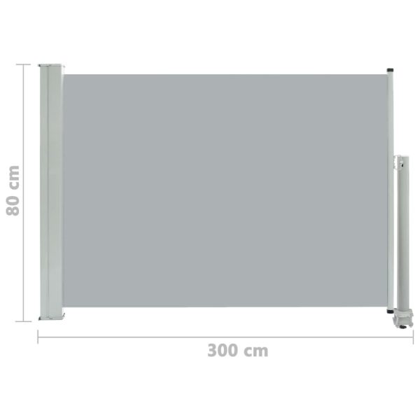 Patio Retractable Side Awning – 80×300 cm, Grey
