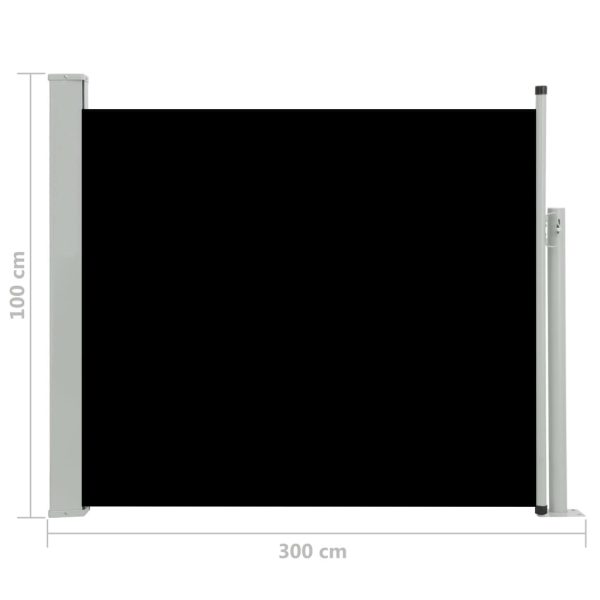 Patio Retractable Side Awning 100×300 cm – 100×300 cm, Black