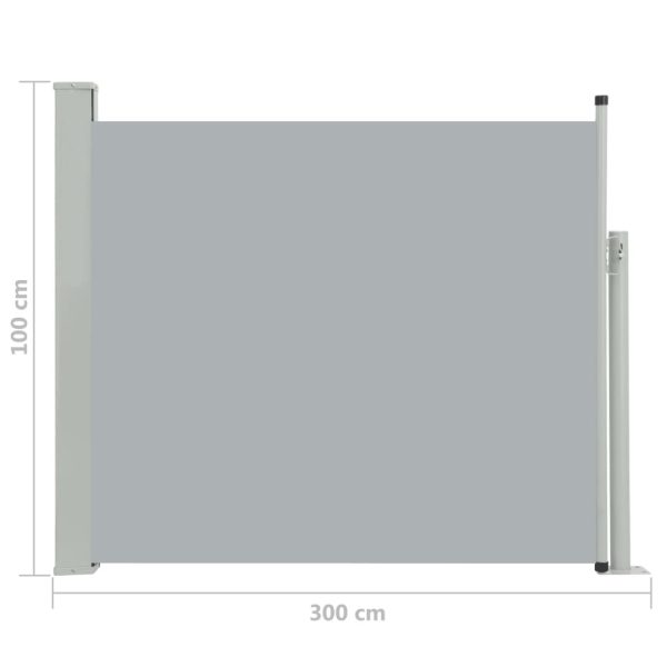 Patio Retractable Side Awning 100×300 cm – 100×300 cm, Grey