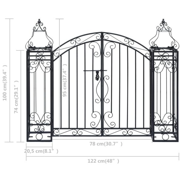 Ornamental Garden Gate Wrought Iron – 122×20.5×100 cm