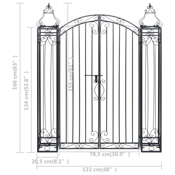 Ornamental Garden Gate Wrought Iron – 122×20.5×160 cm