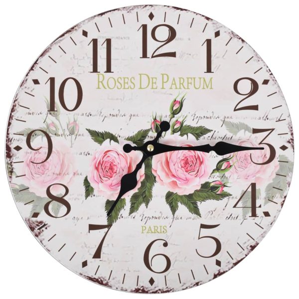 Vintage Wall Clock 30 cm – Flower