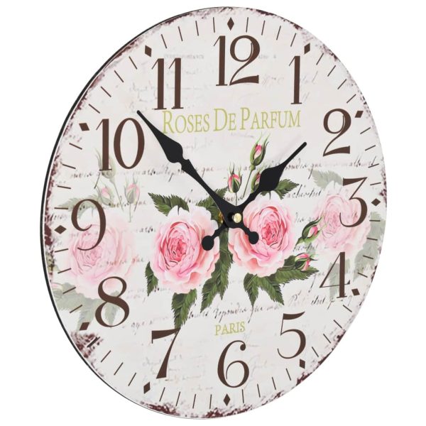 Vintage Wall Clock 30 cm – Flower