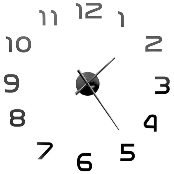 3D Wall Clock Modern Design 100 cm XXL – Black