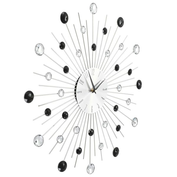 Wall Clock with Quartz Movement Modern Design 50 cm – Silver and Black