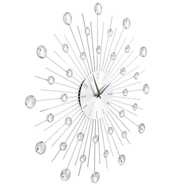 Wall Clock with Quartz Movement Modern Design 50 cm – Silver
