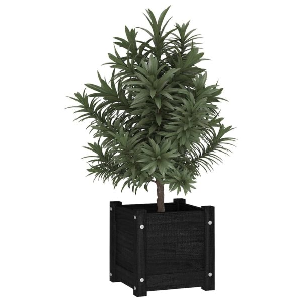 Garden Planter 31x31x31 cm Solid Pinewood – Black, 1