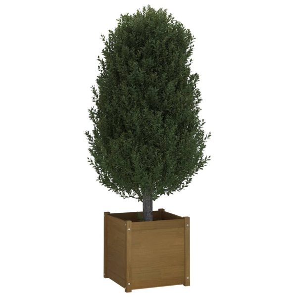 Garden Planter 50x50x50 cm Solid Pinewood – Honey Brown, 1