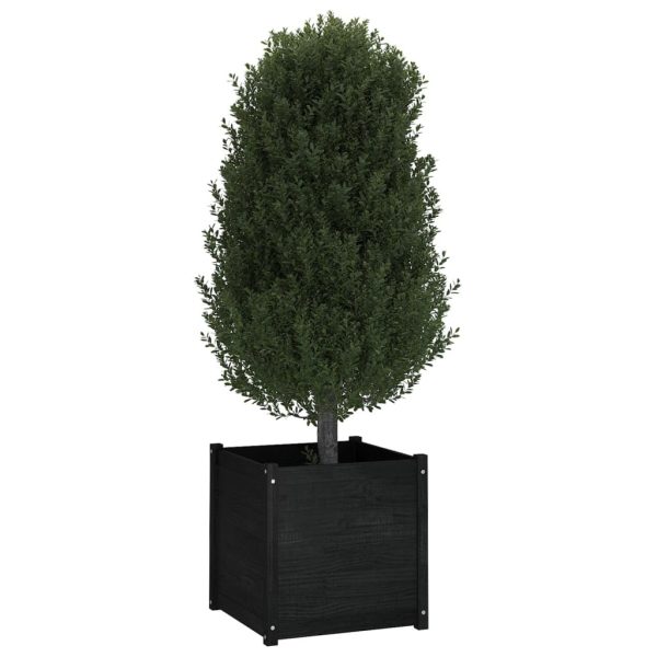 Garden Planter 60x60x60 cm Solid Pinewood – Black, 1