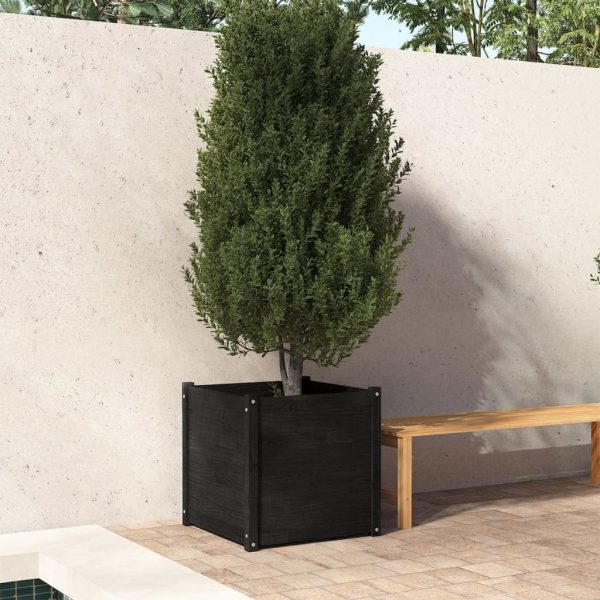 Garden Planter 60x60x60 cm Solid Pinewood – Black, 1