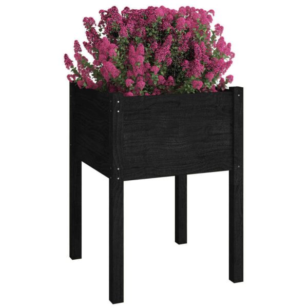 Garden Planter 50x50x70 cm Solid Pinewood – Black, 1
