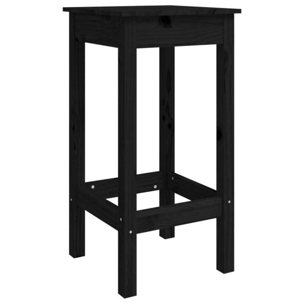 Bar Chairs 2 pcs Black 40x40x78 cm Solid Wood Pine – Without Backrest