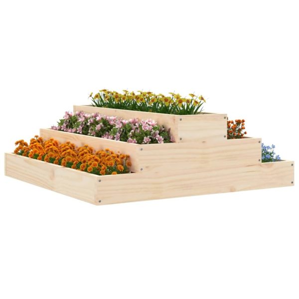 Planter Solid Wood Pine – 80x80x27 cm, Natural