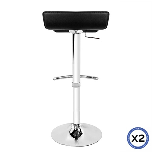 2X Bar Stools Faux Leather Low Back Adjustable Crome Base Gas Lift Slim Seat Swivel Chairs