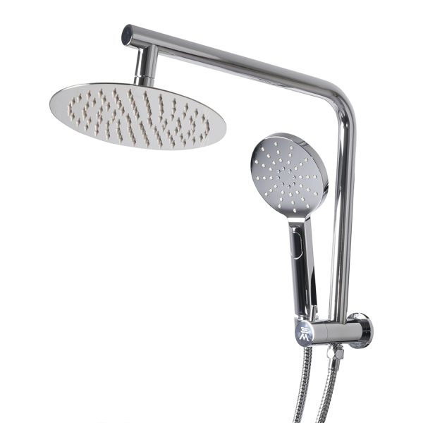 Rain Shower Head Set Silver Round Brass Taps Mixer Handheld High Pressure 10″