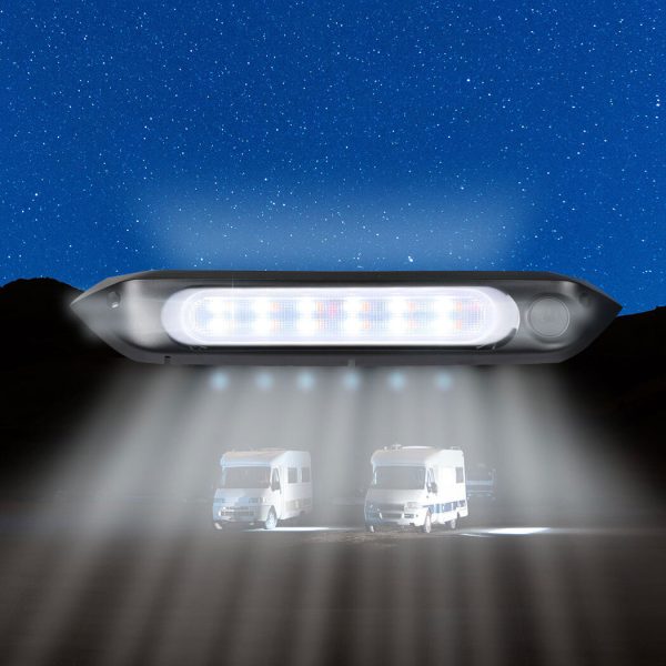Dual LED Awning Light 12V/24V Amber IP67 Waterproof Caravan Accessories 287mm – Black