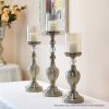 Glass Candlestick Candle Holder Stand Pillar Glass/Iron Metal – 43.3 cm