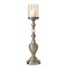 Glass Candlestick Candle Holder Stand Pillar Glass/Iron Metal – 49.5 cm