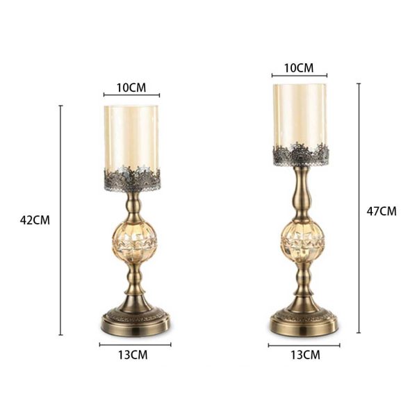Glass Candle Holder Candle Stand Glass Metal with Candle