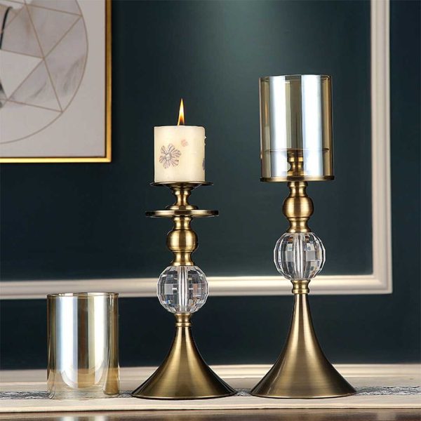 Glass Candle Holder Candle Stand Glass/Metal – 43 cm