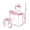 Kids Vanity Dressing Table Stool Set Mirror Princess Children Makeup – Pink