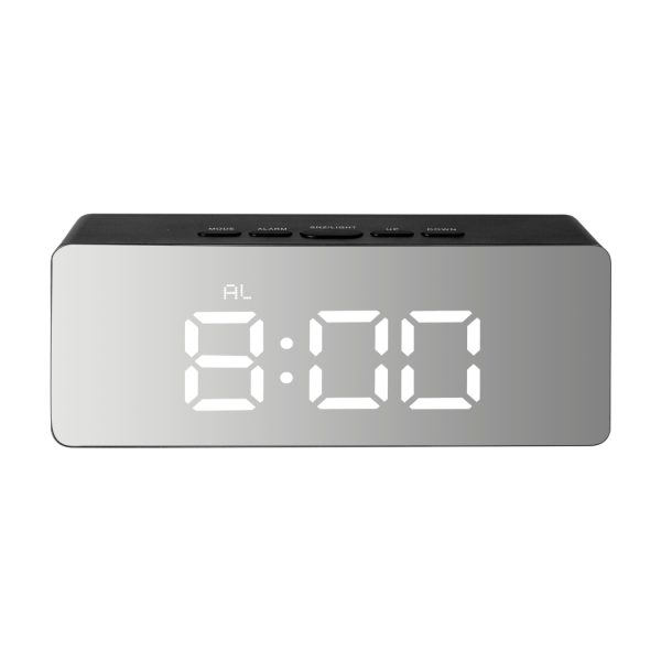 Digital LED Mirror Alarm Clock Temperature LED Light Table Time Bedside Clock AU – Black