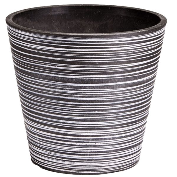 Engraved Pot – 17 cm, Black