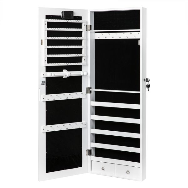 Mirror Jewellery Cabinet Touch LED Lockable Organiser Box Makeup