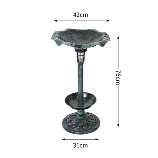 Bird Bath Feeder Feeding Food Station Ornamental Solar Light 2PC Model C Green