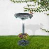 Bird Bath Feeder Feeding Food Station Ornamental Solar Light 2PC Model C Green