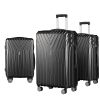 3pc Luggage 20” 24” 28” Trolley Suitcase Sets Travel TSA Hard Case Lightweight – Black