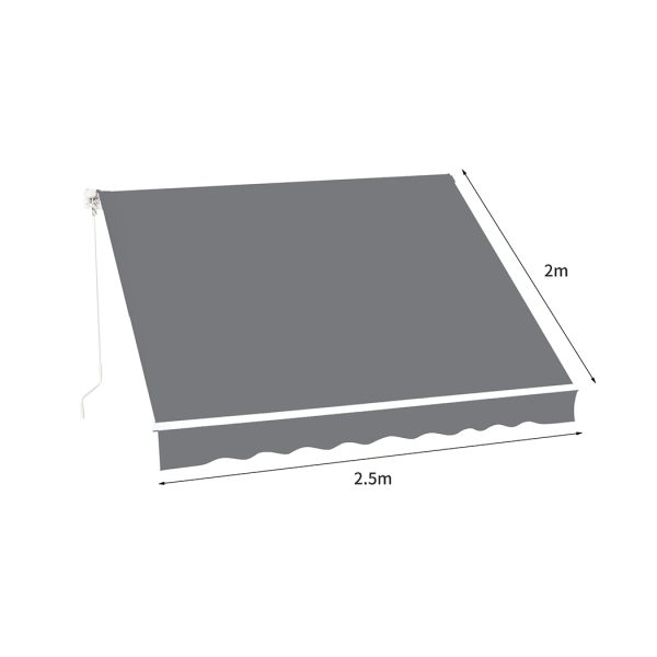 Folding Arm Awning Retractable Manual Sunshade Canopy Window Patio Pivot – 2.5 x 2 M