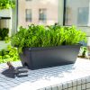 49.5cm Rectangular Planter Vegetable Herb Flower Outdoor Plastic Box with Holder Balcony Garden Décor