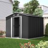 Garden Shed Outdoor Storage Sheds Workshop Metal Base Grey – 2.58×3.14×2.02 M, Without Base