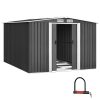 Garden Shed Outdoor Storage Sheds Workshop Metal Base Grey – 2.58×3.14×2.02 M, Without Base