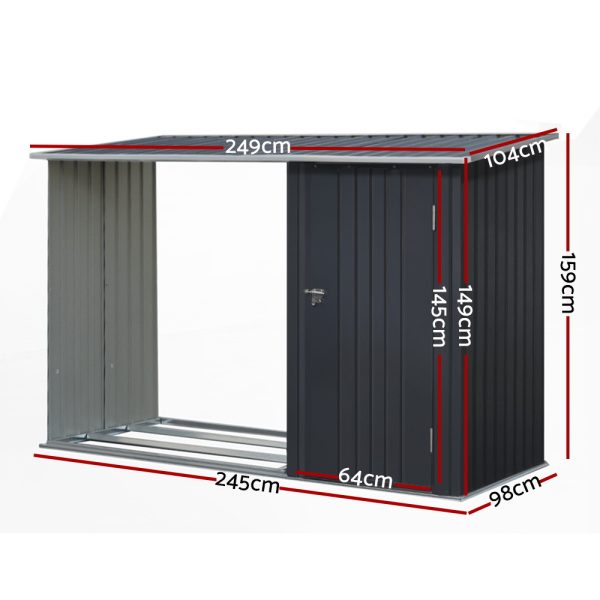 Garden Shed Sheds Outdoor Tool Storage Workshop House Galvanised Steel – 245x98x148 cm