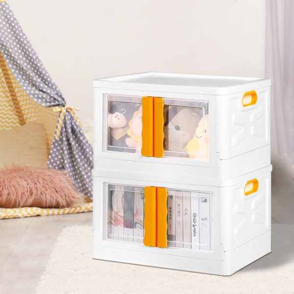 45L Storage Container Stackable Toy Boxes Transparent Wardrobe Organiser Wheels