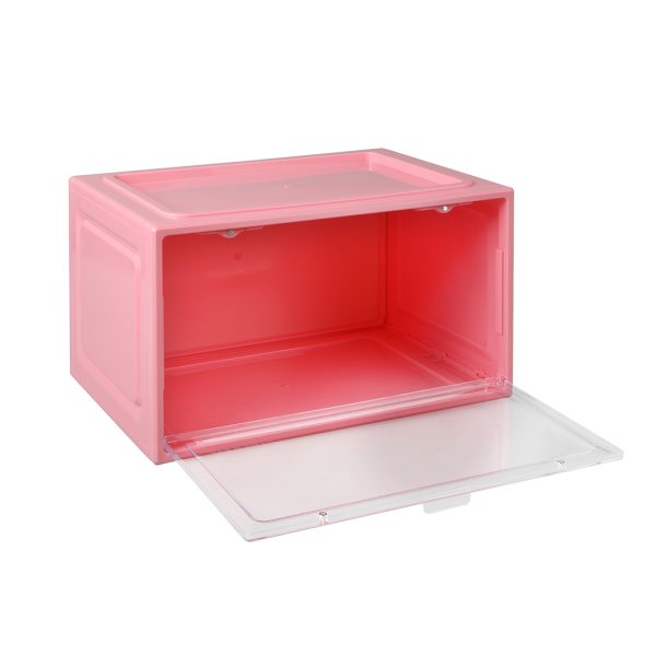 Sneaker Display Case Stackable Shoe Storage Box Clear Magnetic Pink