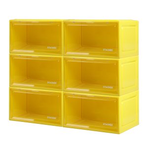 Sneaker Display Case 6x Clear Shoe Storage Box Magnetic Door Stackable