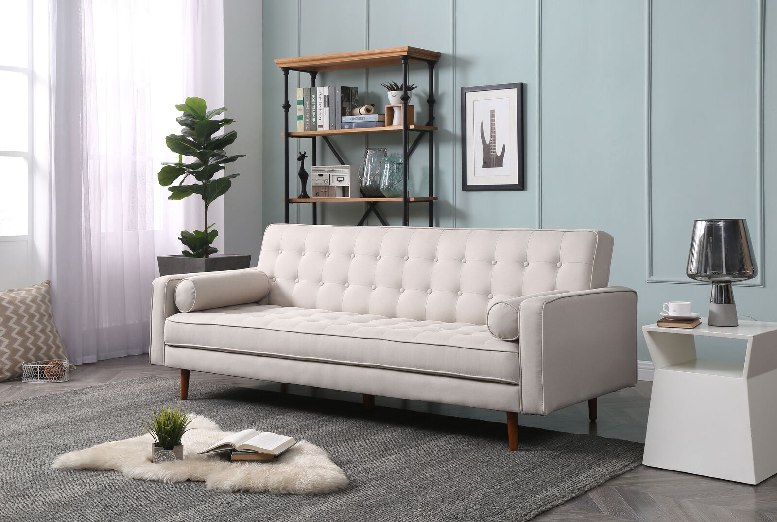 Tiburon Sofa Bed 3 Seater Button Tufted Lounge Set for Living Room Couch in Velvet