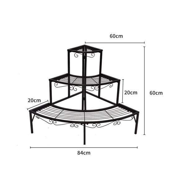 Outdoor Indoor Pot Plant Stand Garden Metal 3 Tier Planter Corner Shelf