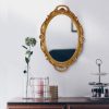 Oval Antique Gold 25 x 38 cm Vintage Carved Hanging Wall Mirror for Bedroom and Living-Room