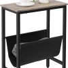 Phillipsburg Industrial Side Table with Magazine Holder Sling and Metal Structure – Grey